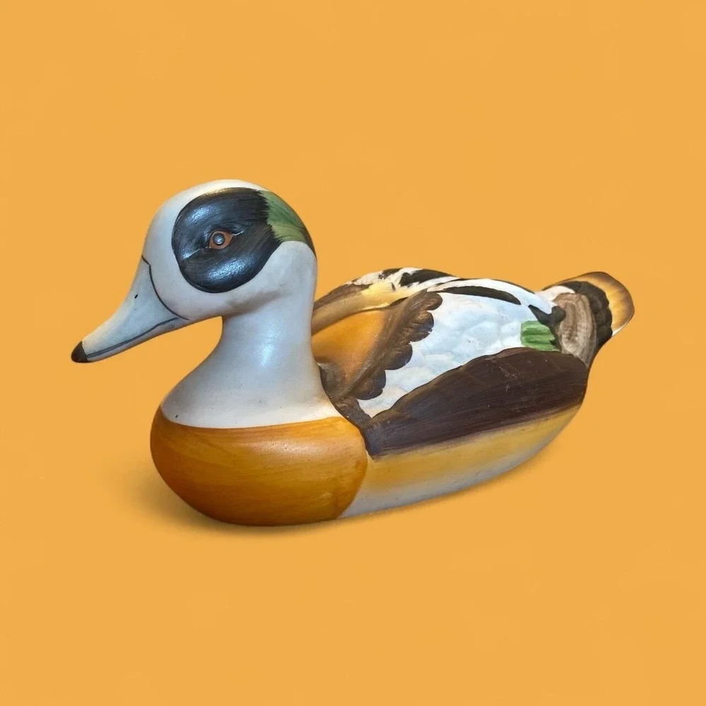 Porcelain Duck Drake Bird Figurine Hand Painted Hunting Decor 10